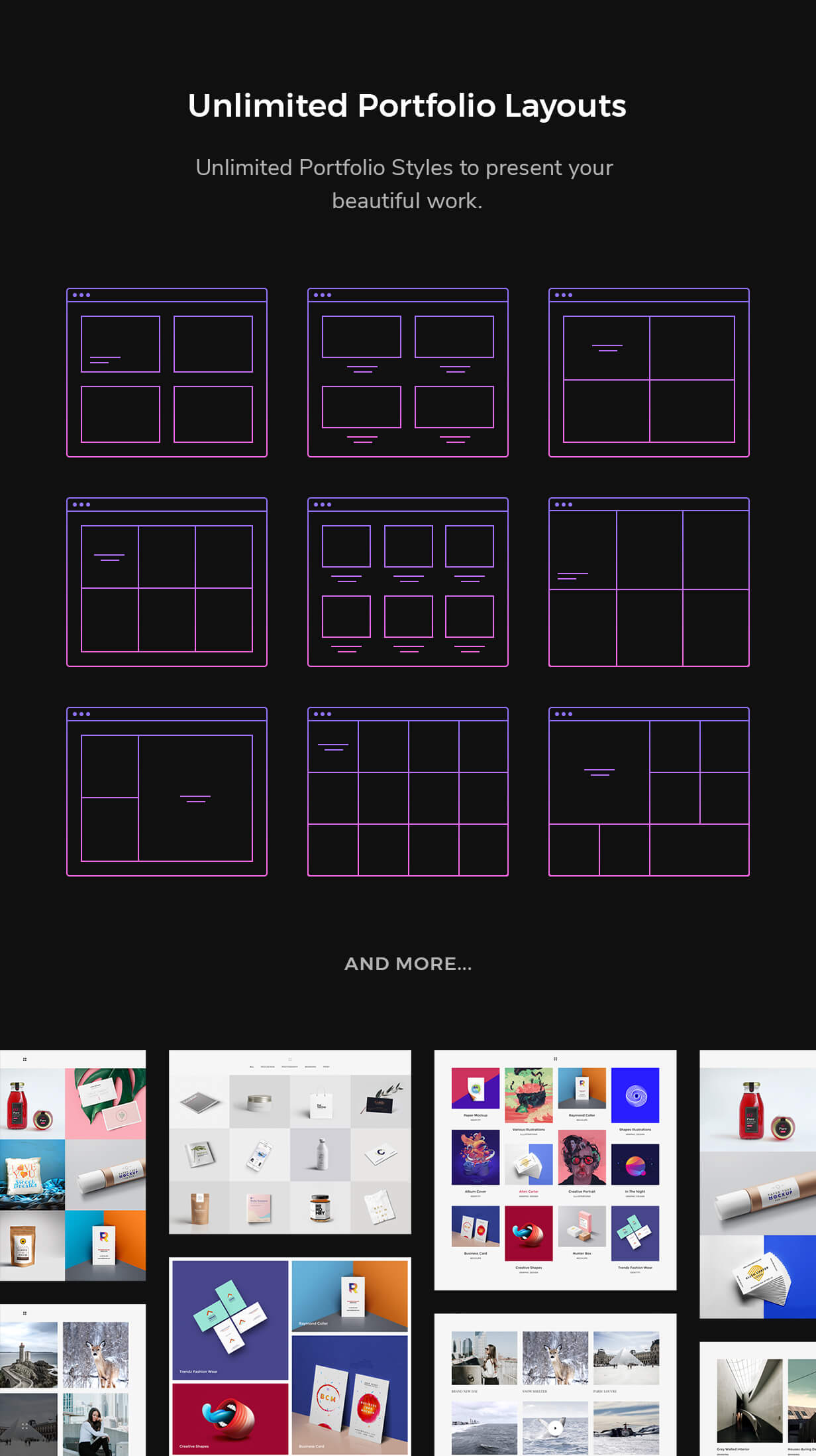 Unlimited portfolio layouts