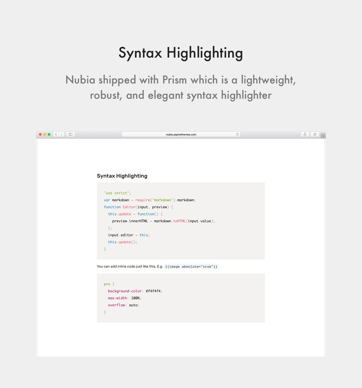 Nubia Ghost Theme Syntax Highlighting with Prism