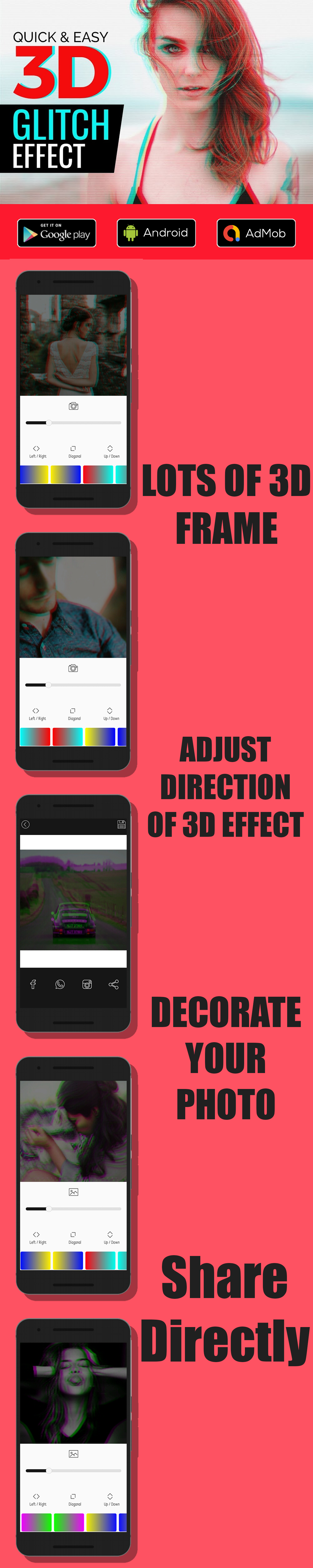 3D Glitch Camera Photo Effect+ Android+ Admob Ads - 1