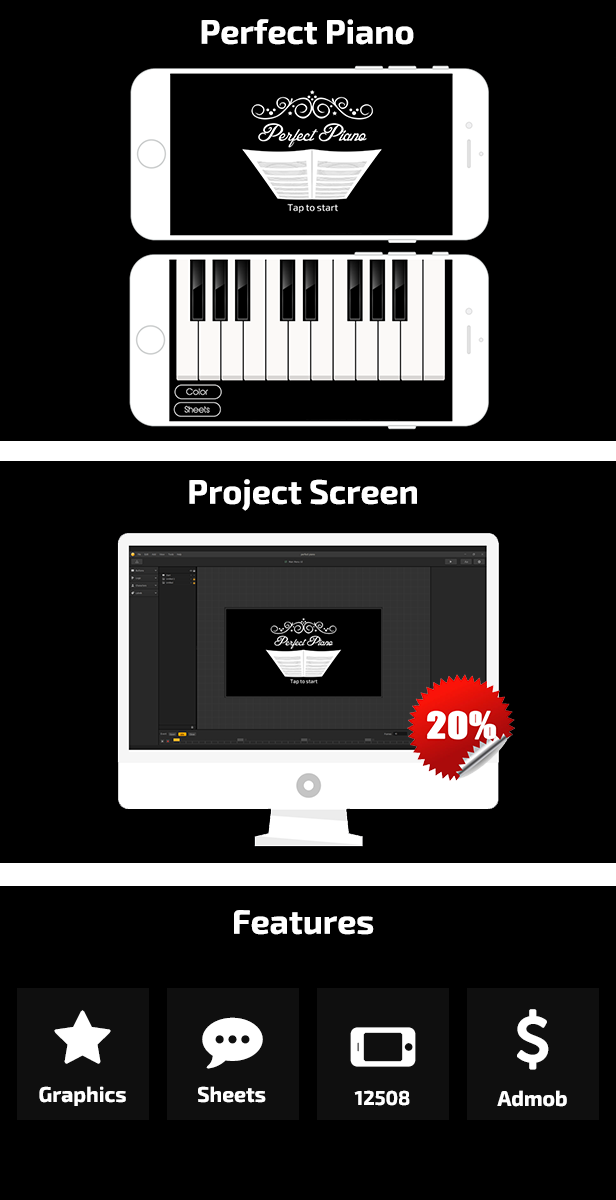 PERFECT PIANO WITH ADMOB - BUILDBOX & ECLIPSE PROJECT - 2