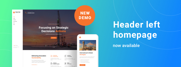 Industrial Manufacturing WordPress Theme new demos of Tractor