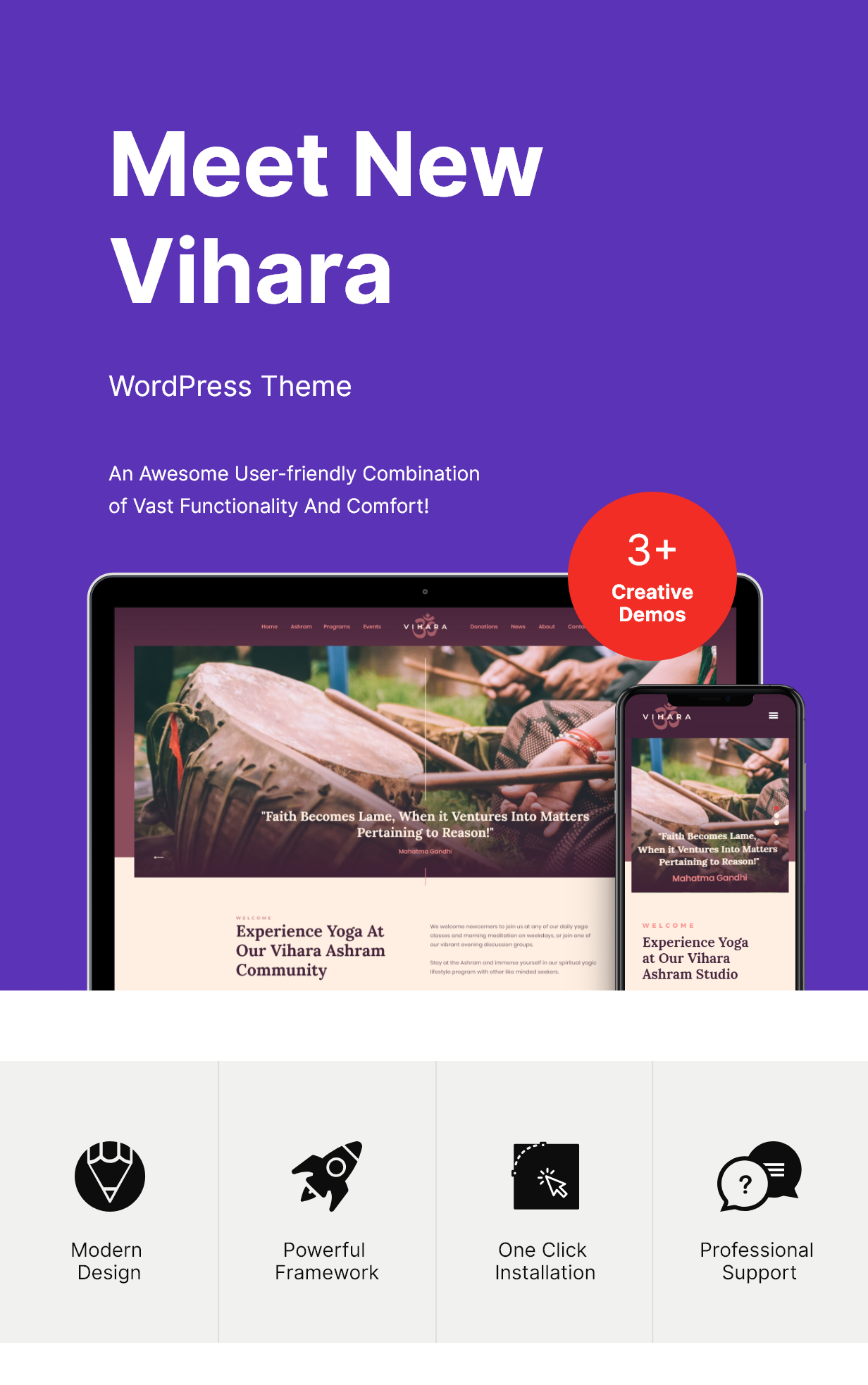 Vihara | Ashram Oriental Buddhist Temple WordPress Theme - 1