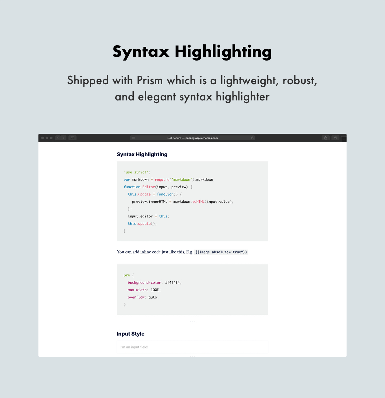 Penang Ghost Theme Syntax Highlighting with Prism