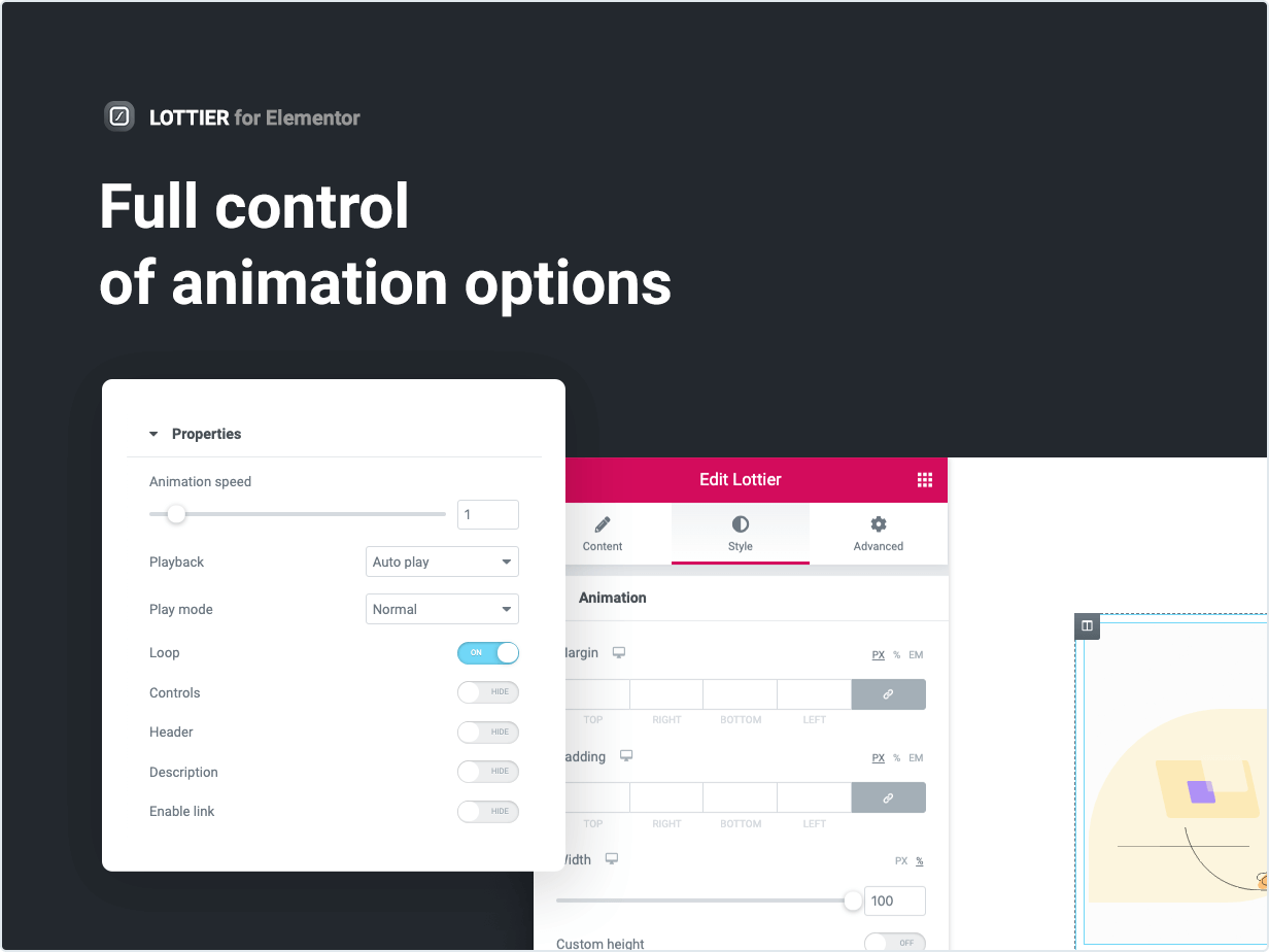 Full control of animation options