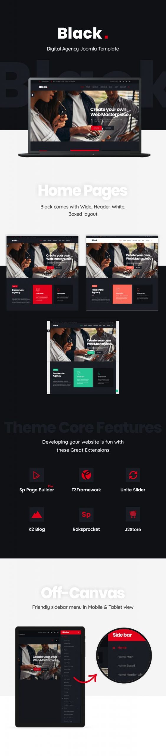 Black  -   Modern Digital Agency Business Joomla Theme - 1