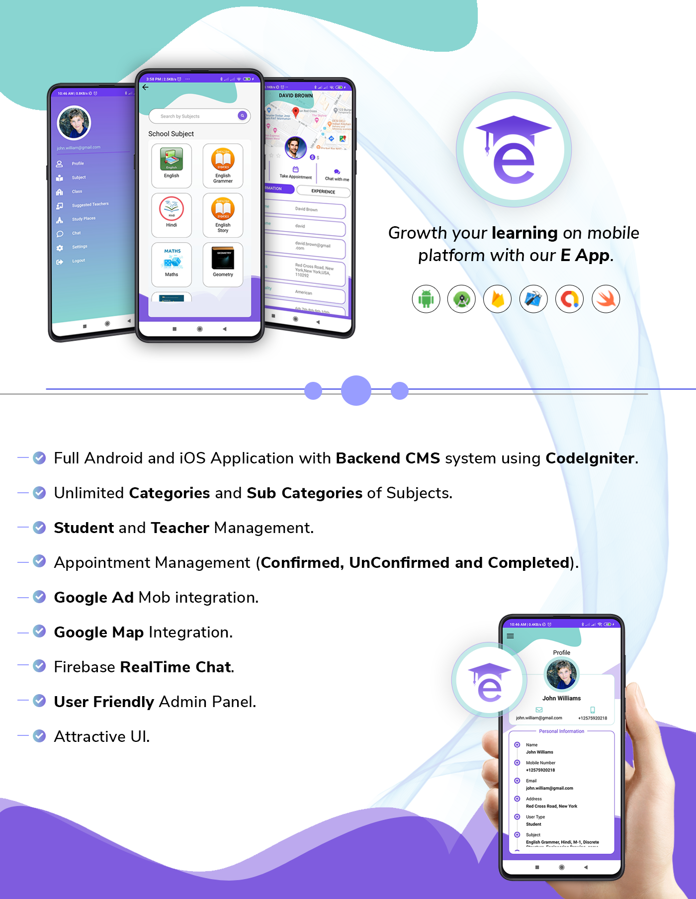 E-Guru Tutor App :- Android & iOS App with Admin Panel ( Teacher Student App) - 1