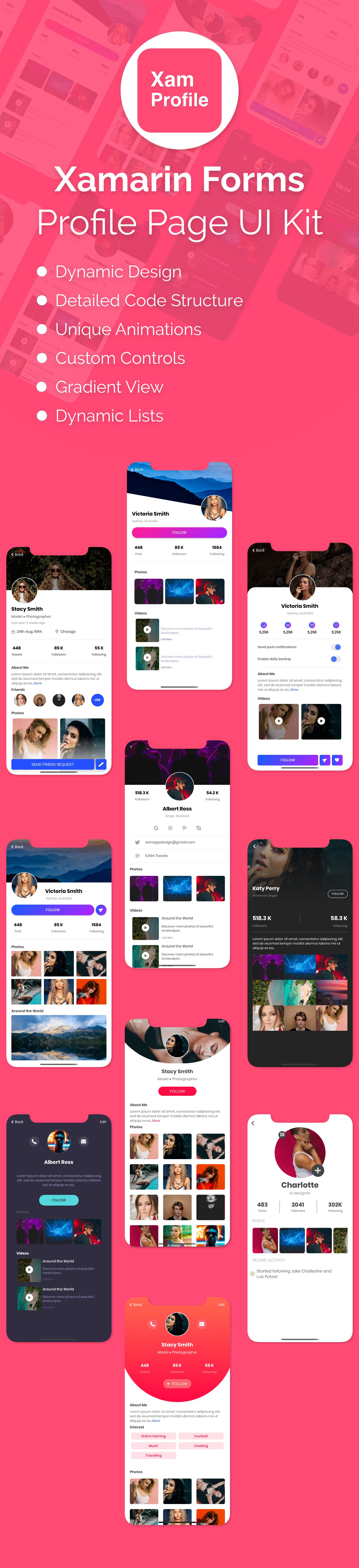 Profile Page UI Kit Xamarin Forms ( Android & iOS ) - 1