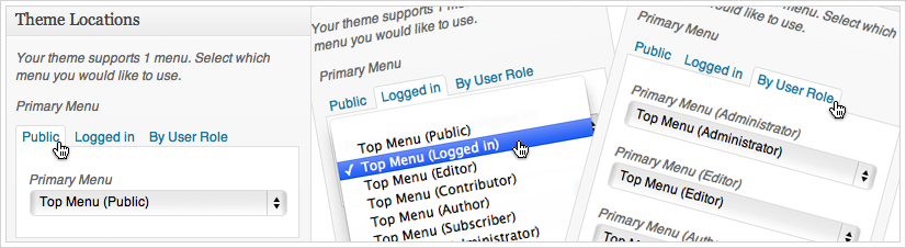 Menu by User Role - assign menus in Theme Locations