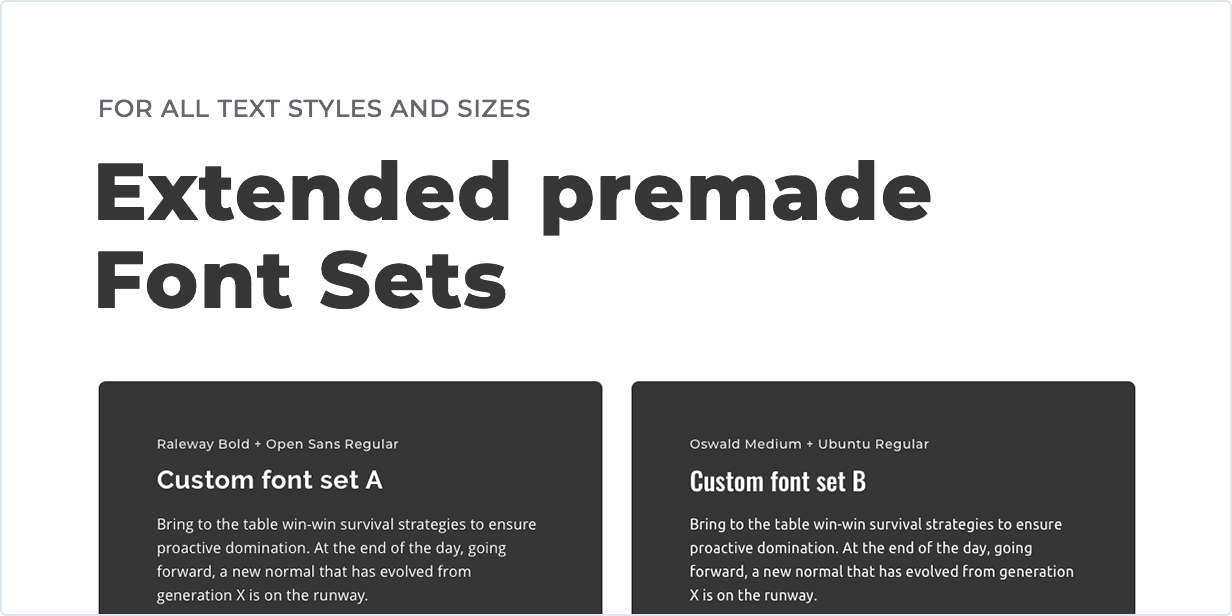 Extended pre-made Font Sets