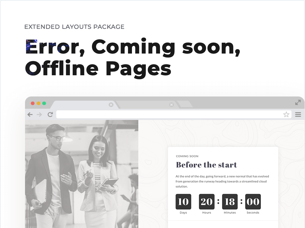 Extended layouts package – Error, Comming Soon and Offline Pages