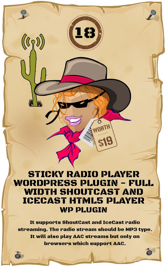 Sticky Radio Player WordPress Plugin - Full Width Shoutcast and Icecast HTML5 Player