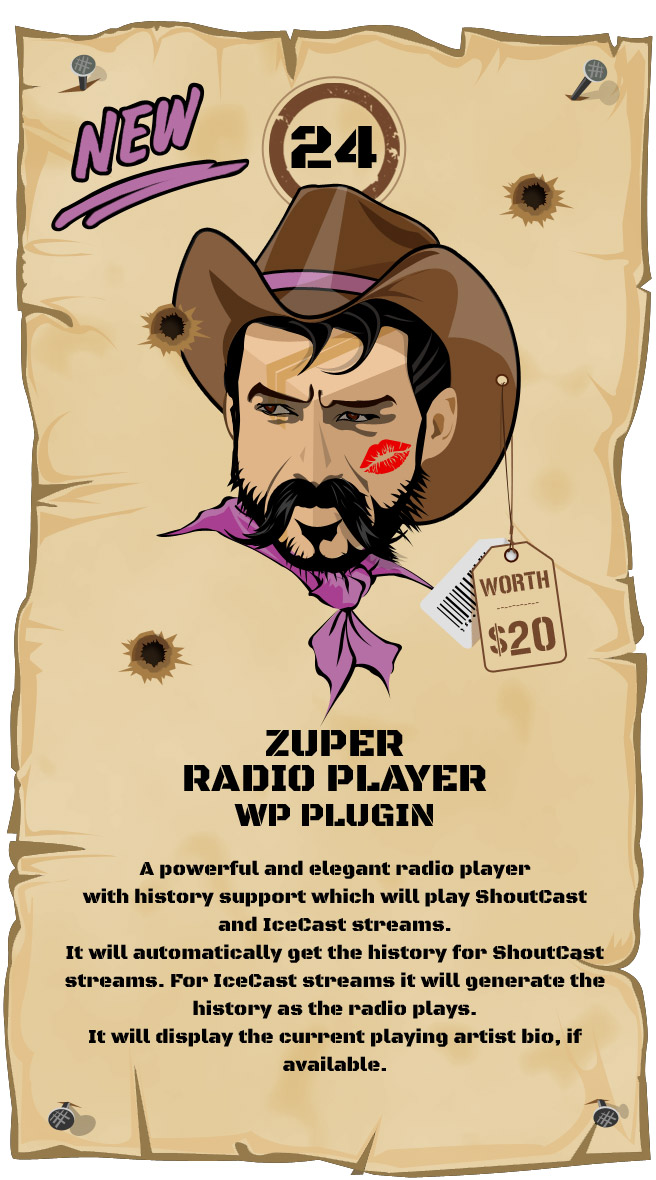 Zuper Radio Player - Shoutcast and Icecast Radio Player With History - WordPress Plugin