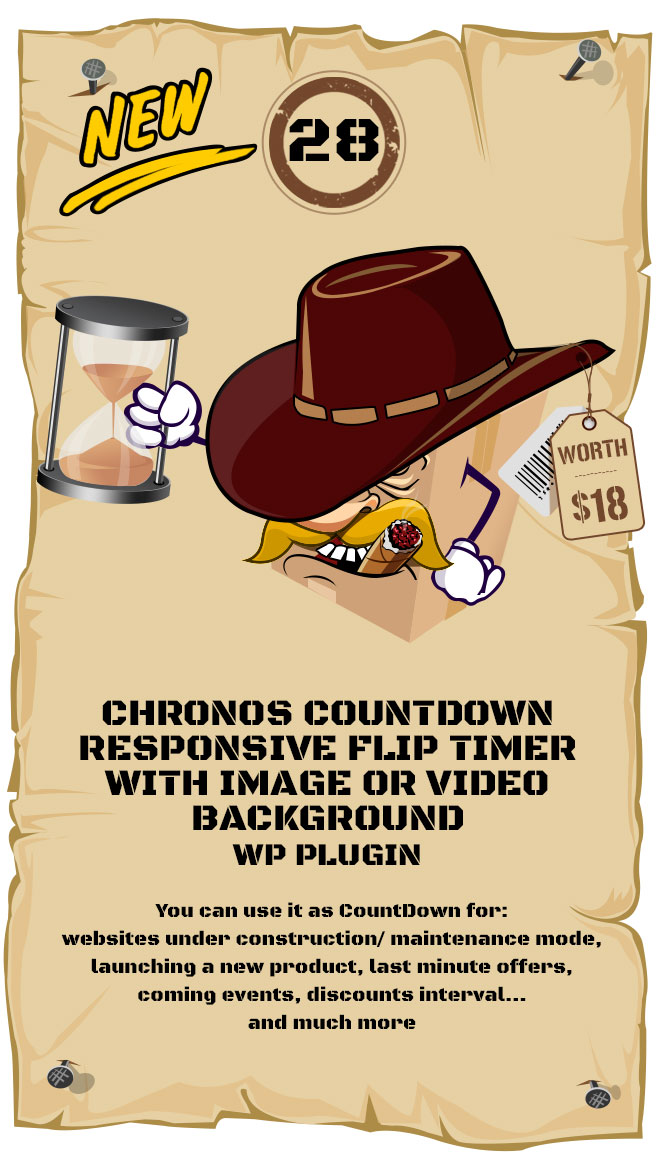 Chronos CountDown - Responsive Flip Timer With Image or Video Background - WordPress Plugin