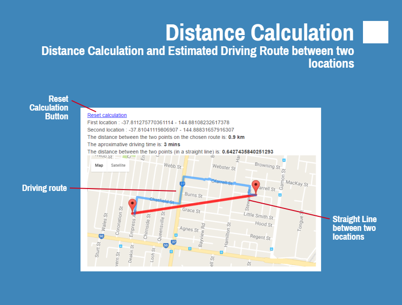 Google Map Distance and Route Calculaton