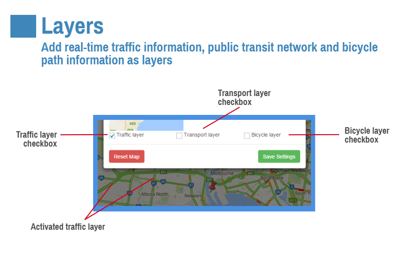 Google Map Traffic Transport Bicycle Layers