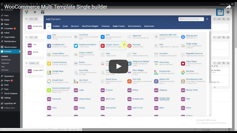 Video Single builder admin