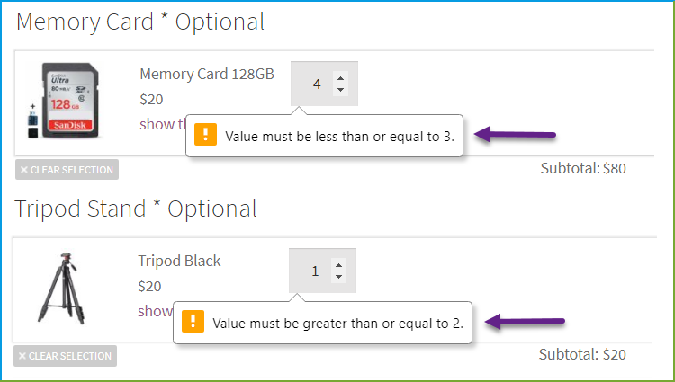 WooCommerce composite products -  Quantity