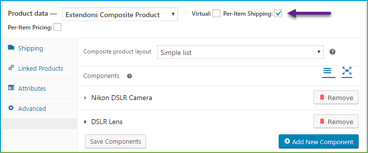 WooCommerce composite products -  shipping fee
