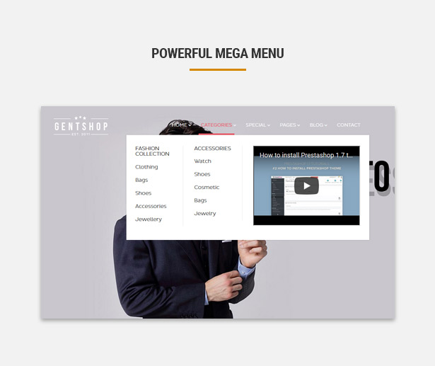Fashion Prestashop Theme- drag n drop mega menu