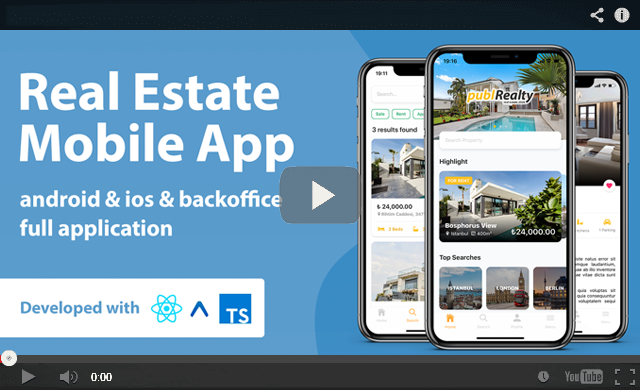 Real Estate Mobile App with Admin Panel | React Native & PHP Laravel or .NET Core 3.1 - 2