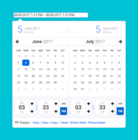 Calentim - Date Time Range Picker - 2