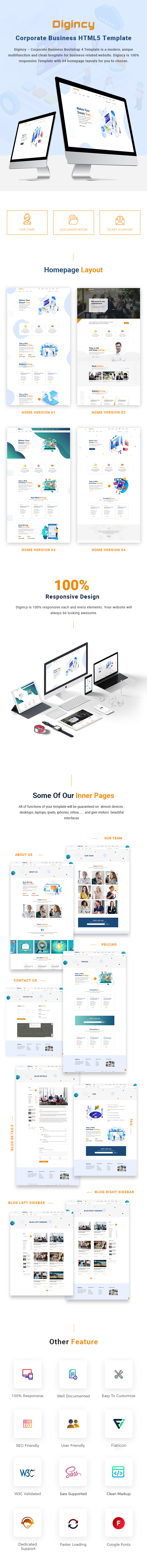 Digincy – Corporate Business Bootstrap 4 Template - 1