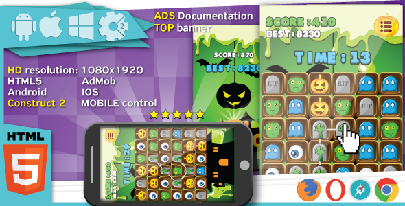 Happy blocks - HTML5 logic game. Construct 2 + mobile - 13