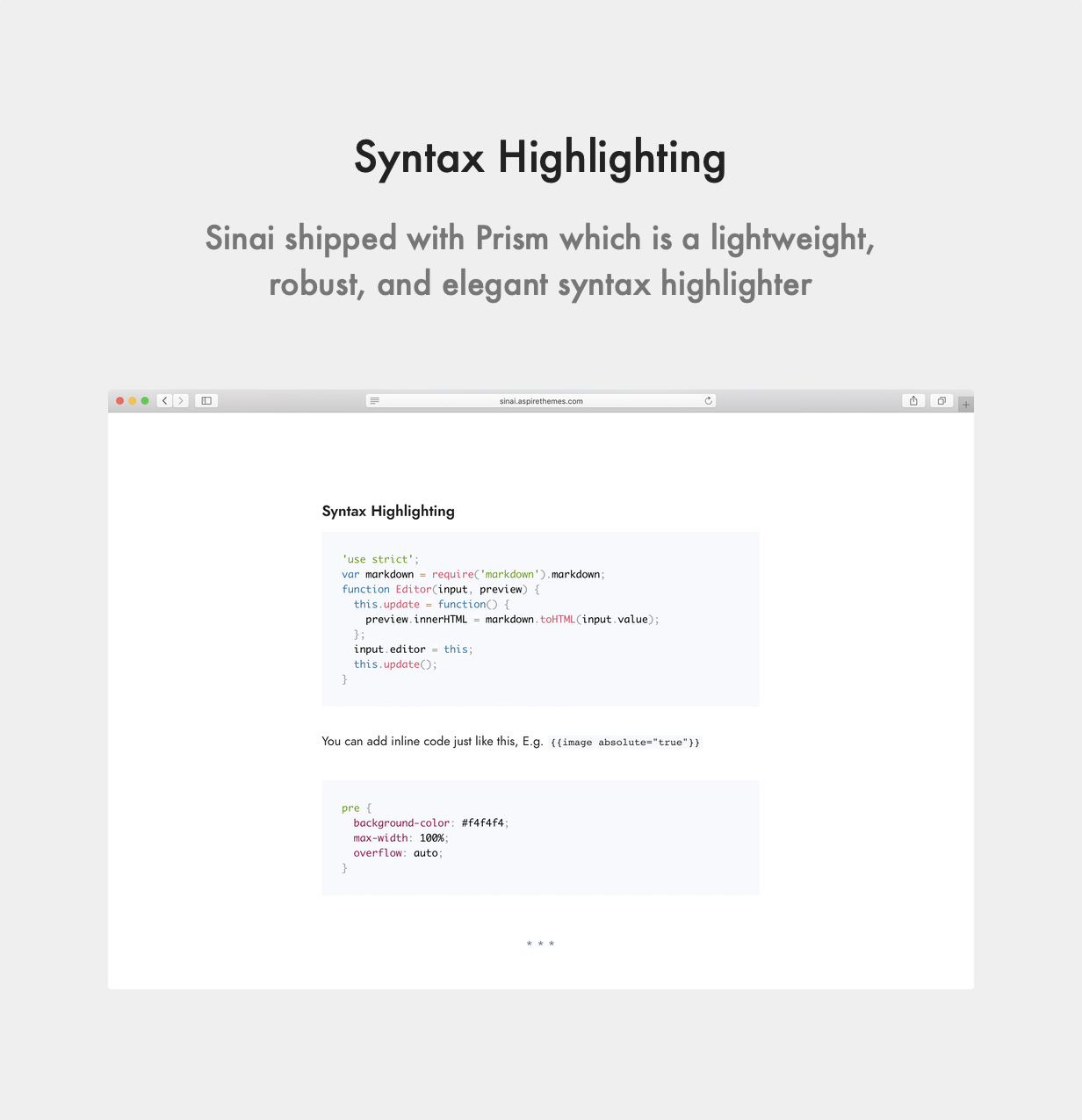 Sinai Ghost Theme Syntax Highlighting with Prism
