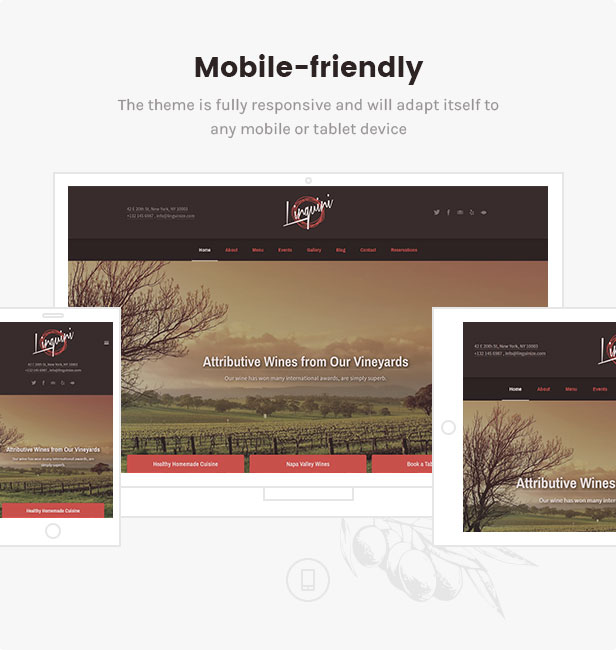 Mobile-friendly: The theme is fully responsive and will adapt itself to any mobile or tablet device