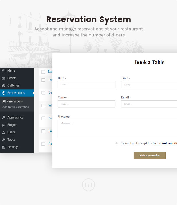 Reservation System: Accept and manage reservations at your restaurant and increase the number of diners