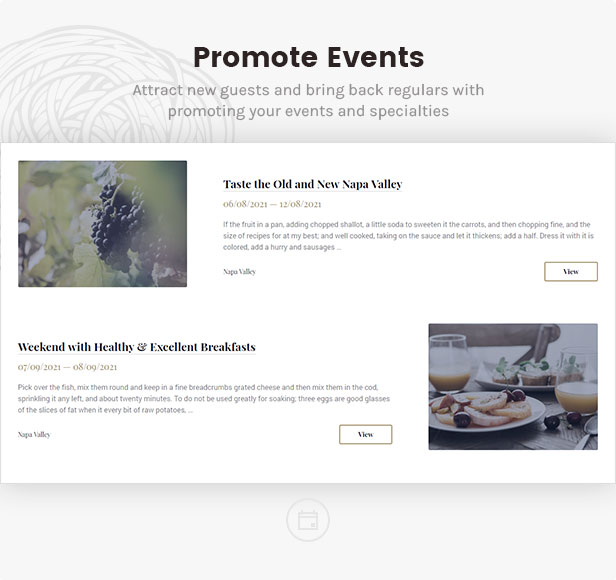 Promote Events: Attract new guests and bring back regulars with promoting your events and specialties