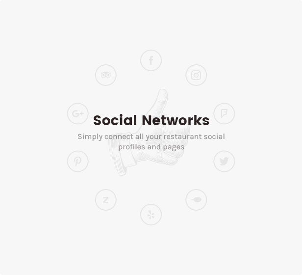 Social Networks: Simply connect all your restaurant social network profiles and pages