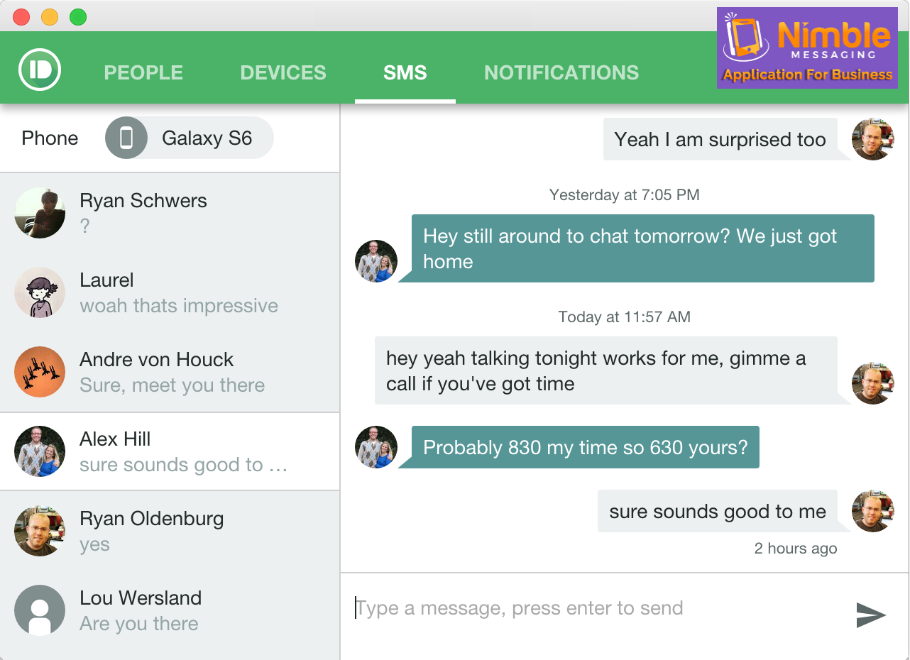 Real Time Two Way Chat Feature is Integrated Into Nimble Messaging SMS Marketing Application For Business
