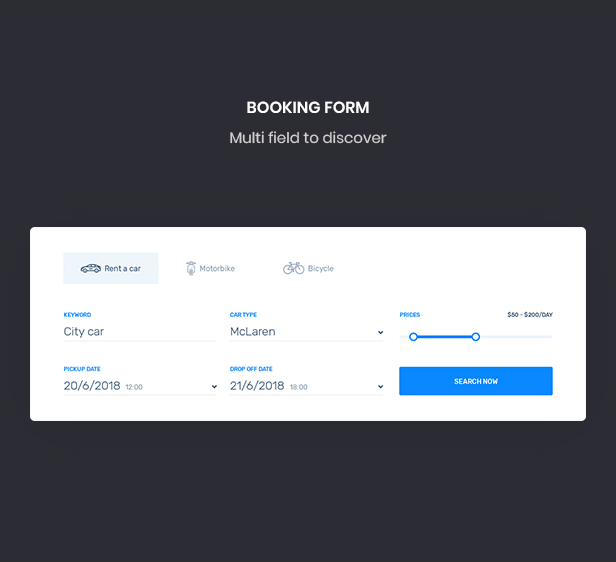 booking form -define the booking