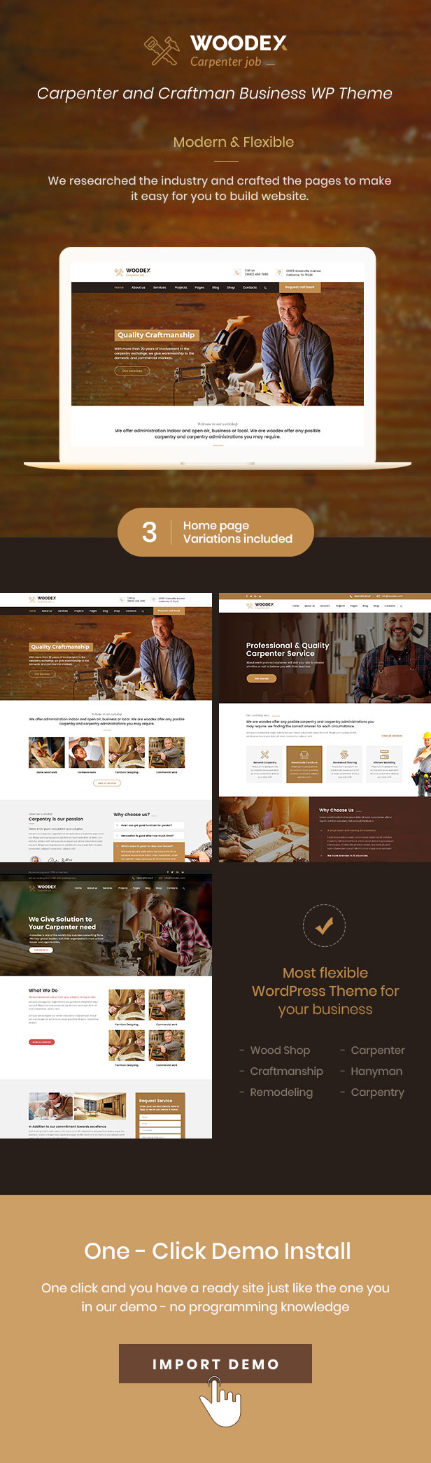 Woodex - Carpenter and Craftman Business WordPress Theme - 1