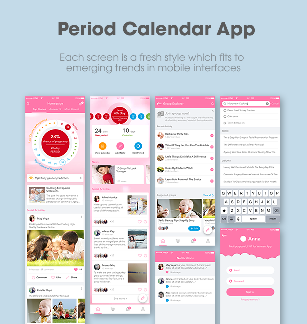 Anna | Women Mobile App UI Pack - 6