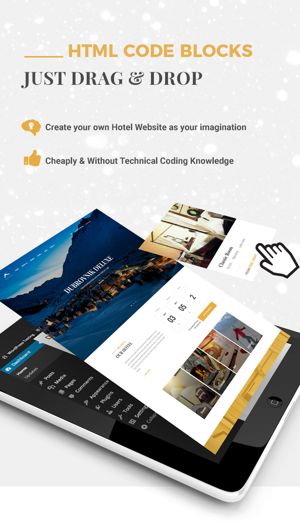 Hotel WordPress theme - Drag and Drop page builder