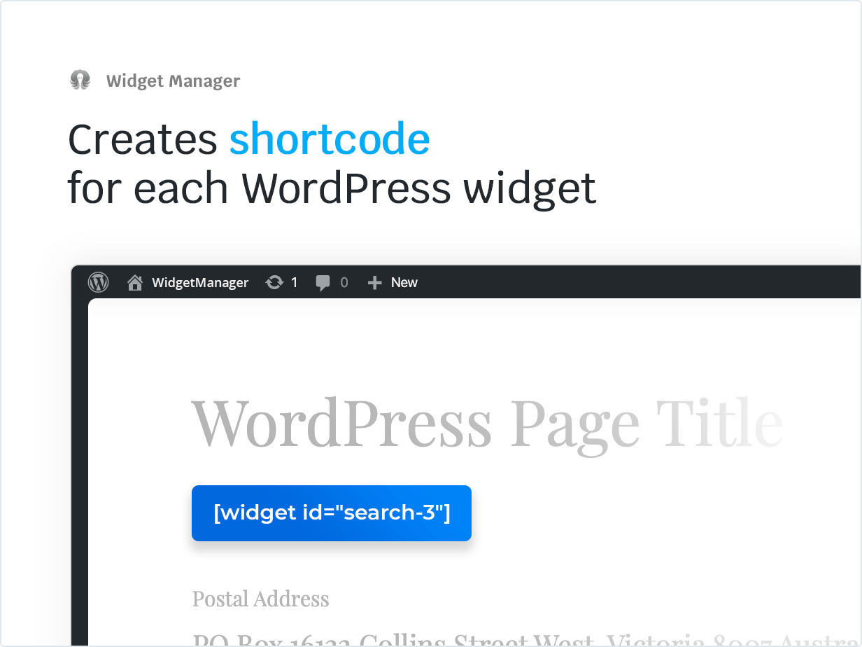 Creates Shortcode for each WordPress widget