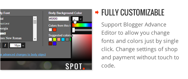 Fully Customizable - SpotCommerce Blogger Shopping Template