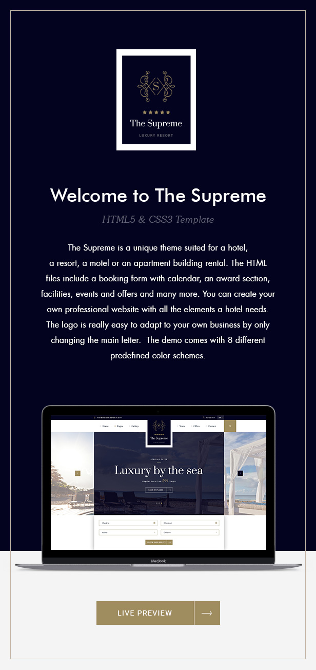 The Supreme - Luxury Hotel HTML5 & CSS3 Template - 1