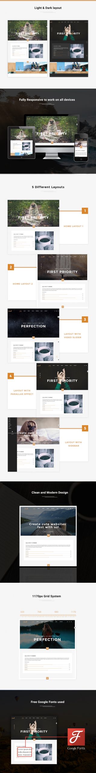 Swank - Creative One Page with Blog template - 1