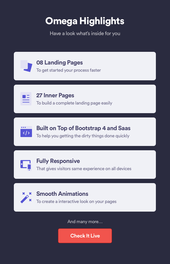 Omega - Landing Page Template for SaaS, Startup & Agency - 5