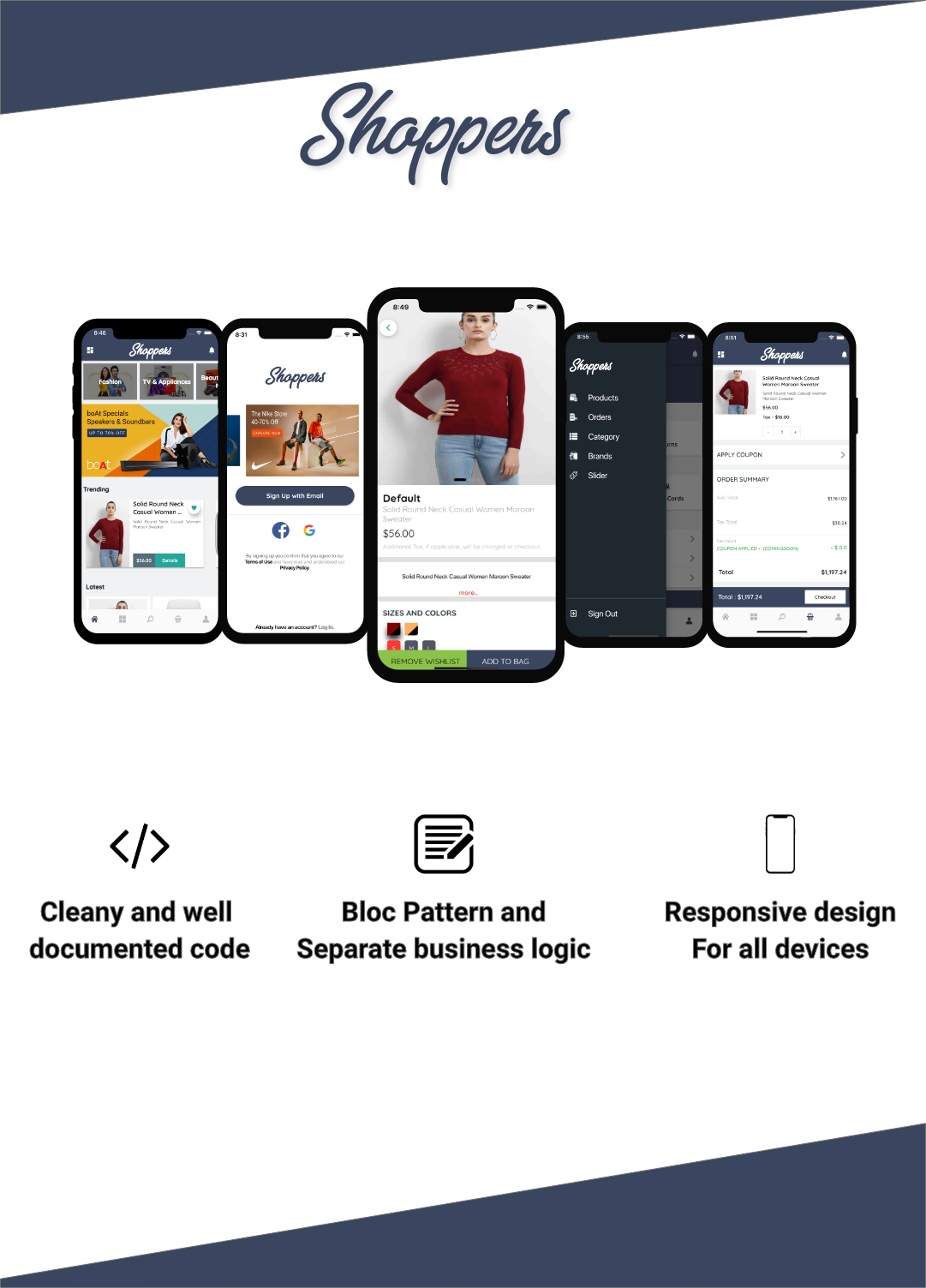 Shoppers - Flutter E-Commerce App using Firebase, Stripe, Razorpay and Flutter - 2