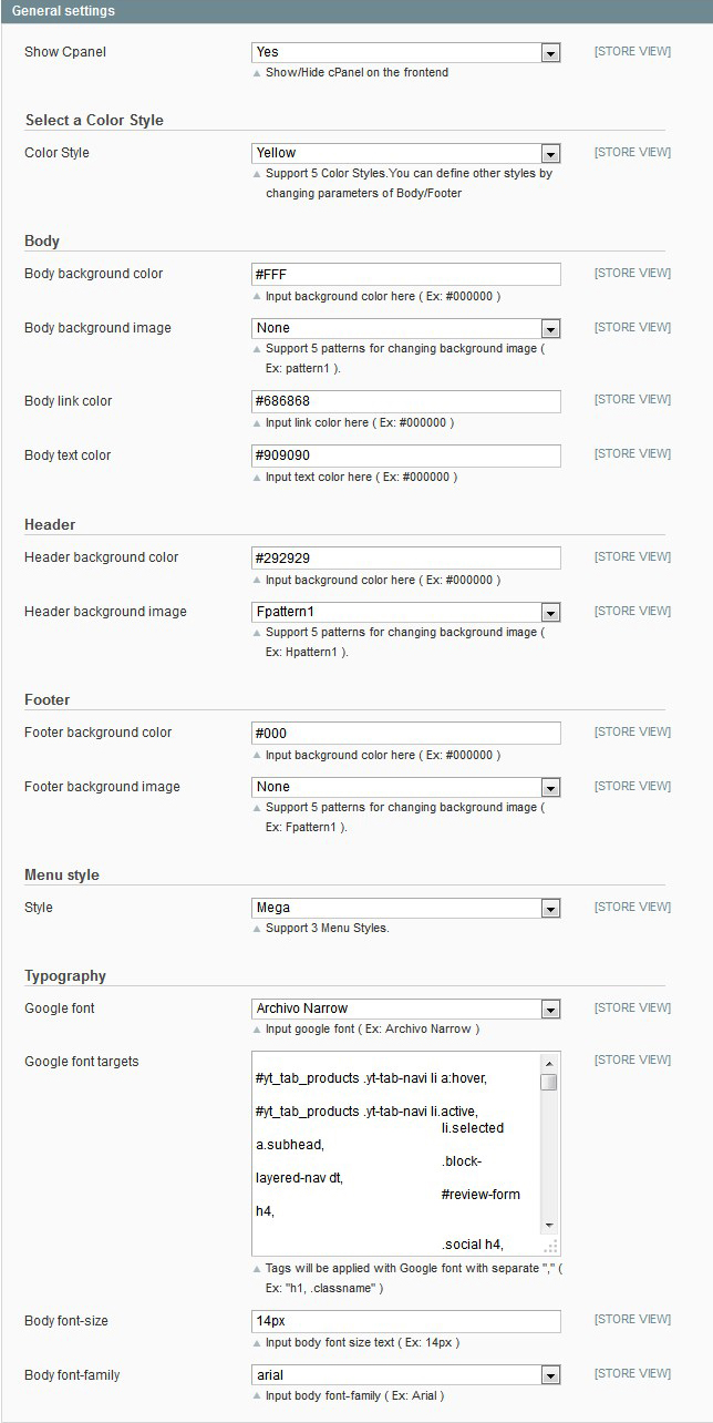 admin panel