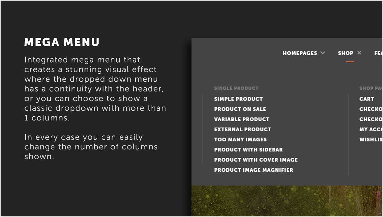 UX Shop WooCommerce theme - Built-in Mega menu support