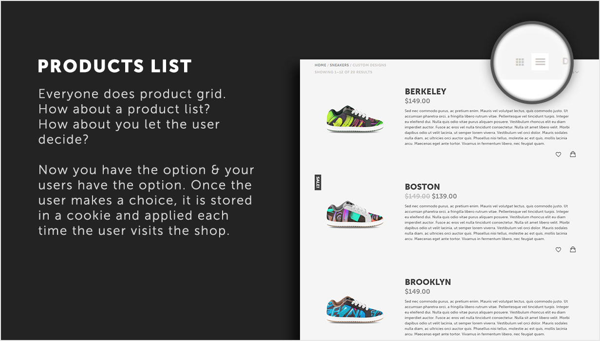 UX Shop WooCommerce theme - Products list as an alternative view