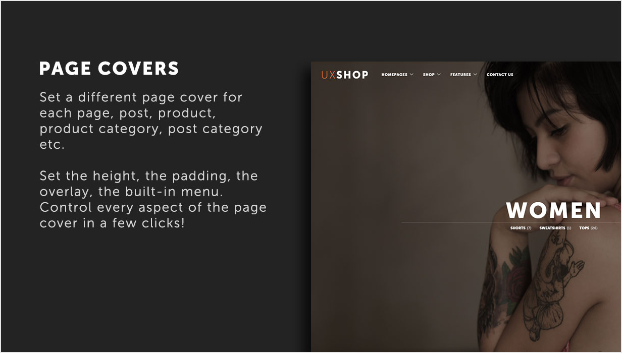 UX Shop WooCommerce theme - Versatile page covers with many options