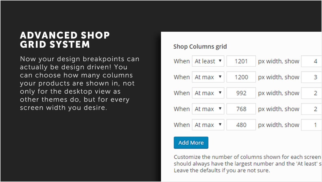 UX Shop WooCommerce theme - Advanced responsive shop grid options