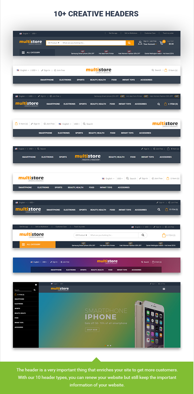 MultiStores - Magento 2 Megashop Theme support Multiple Stores