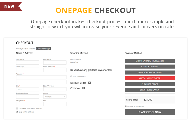 Etrostore - Onepage checkout